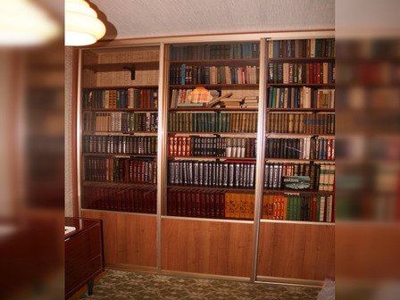 Шкаф для книг с дверьми купе