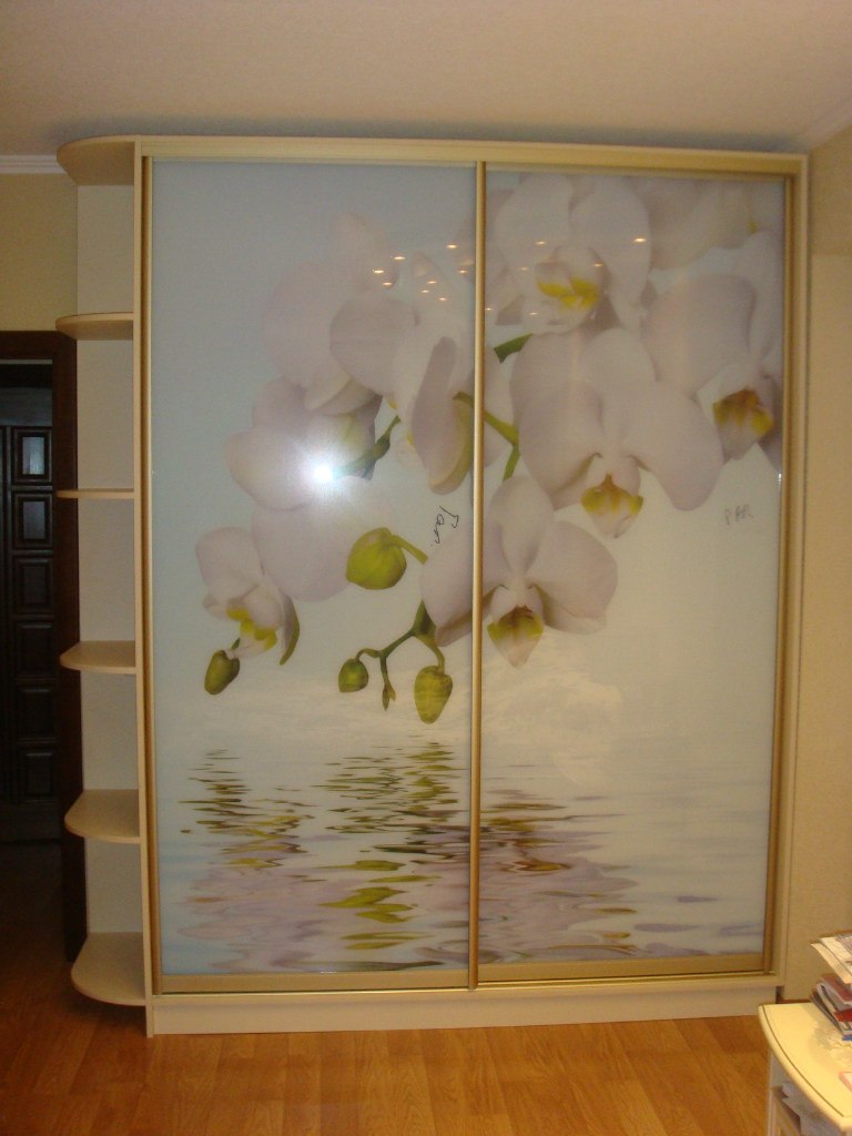 Шкаф купе с фотопечатью орхидей